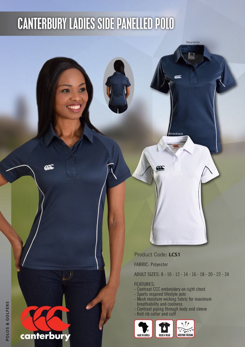 Canterbury Ladies Side Panelled Polo - White -  While stocks last-1