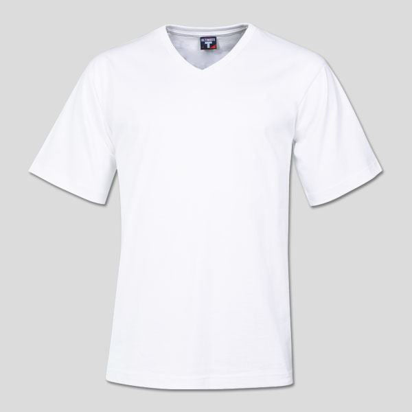 170g Combed Cotton V-neck T-shirt - White - While Stocks Last-0