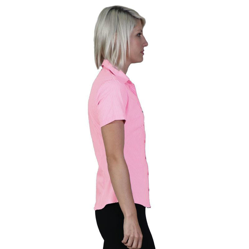 Donna Blouse Short Sleeve - Stripe 5 - Pink - While Stocks Last-8