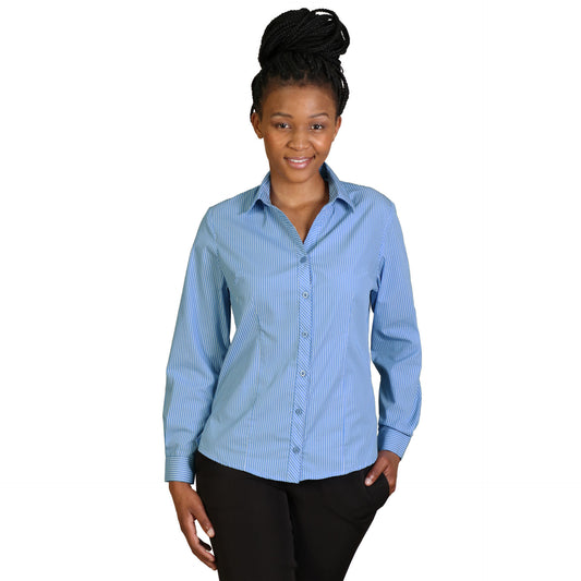 Donna Blouse Long Sleeve - Stripe 5 - Stone - While Stocks Last-0