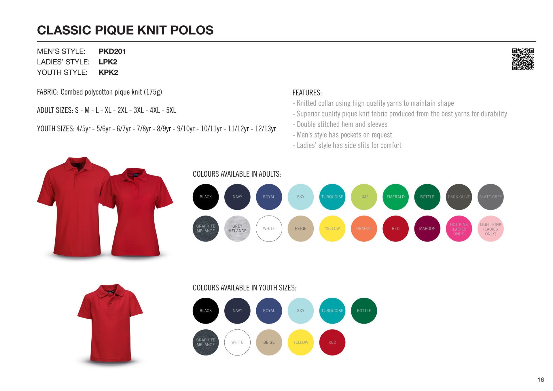 175g Youth Classic Pique Knit Polo-18