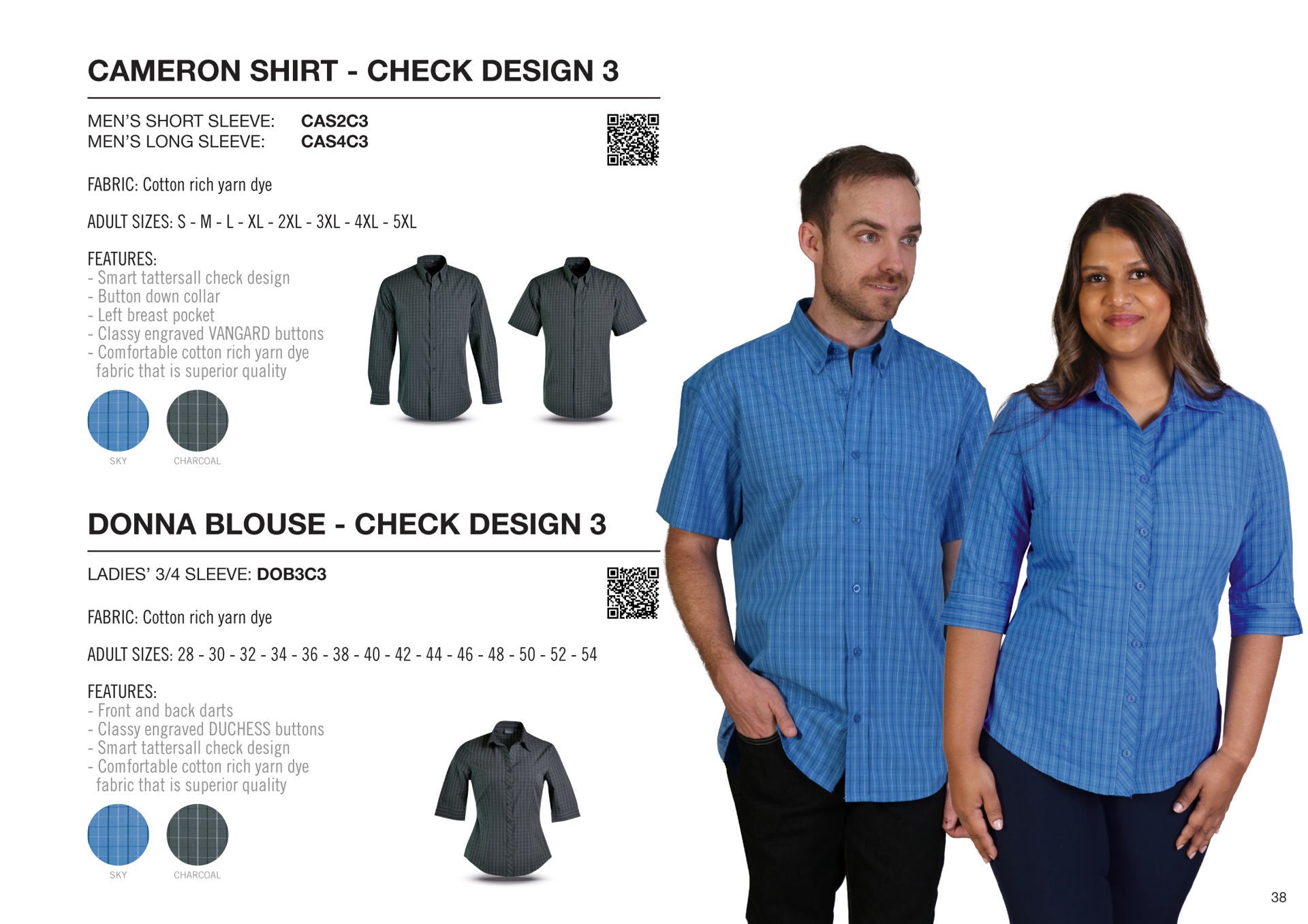 Donna Blouse 3/4 Sleeve - Check 3-5
