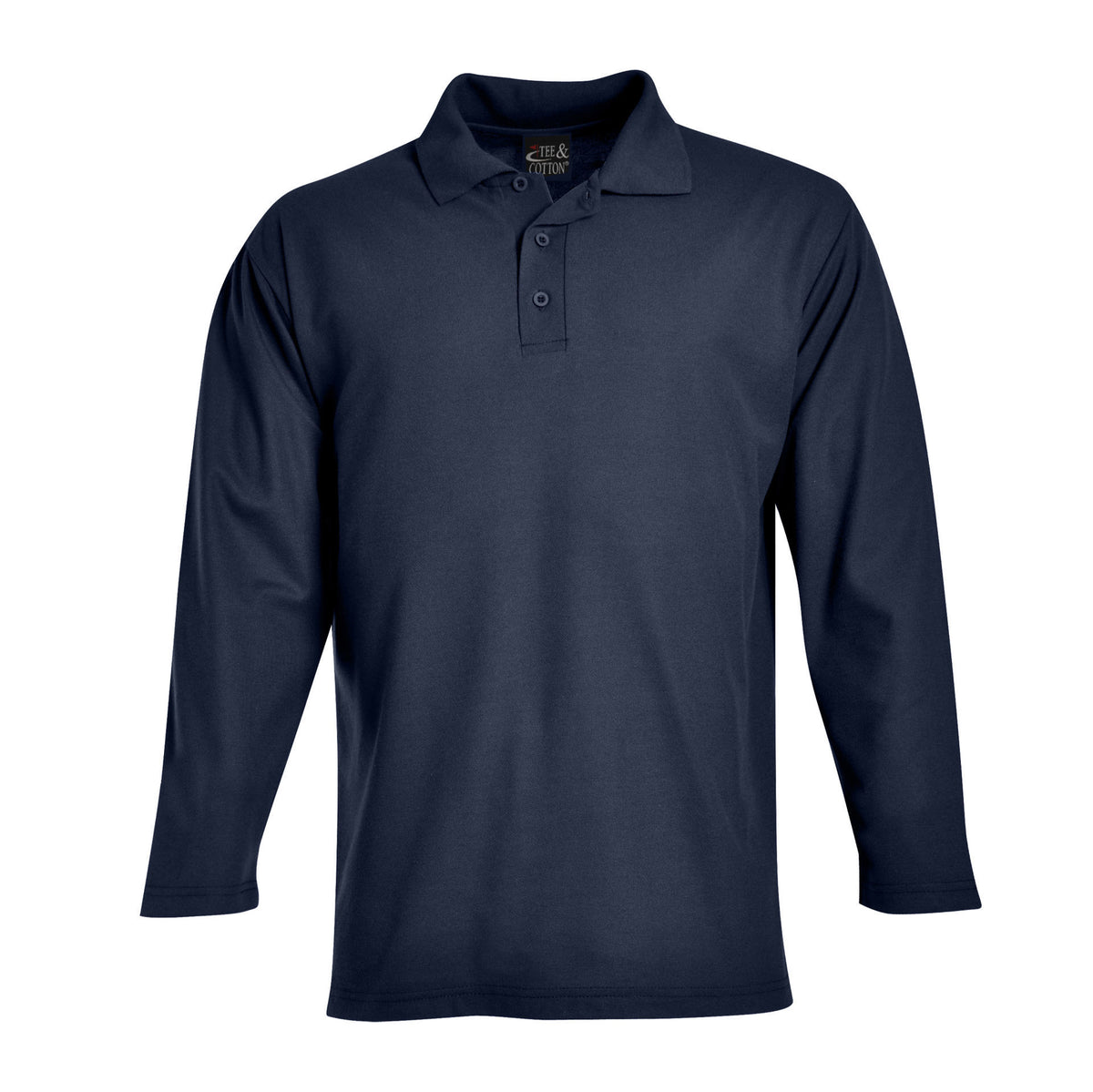 Long Sleeve Pique Knit Polo - Cadet blue - while stocks last-0