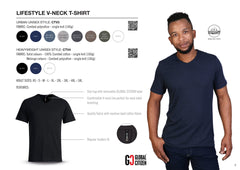 140g Urban Lifestyle V-Neck T-Shirt - End Of Rang - Graphite Melange-1