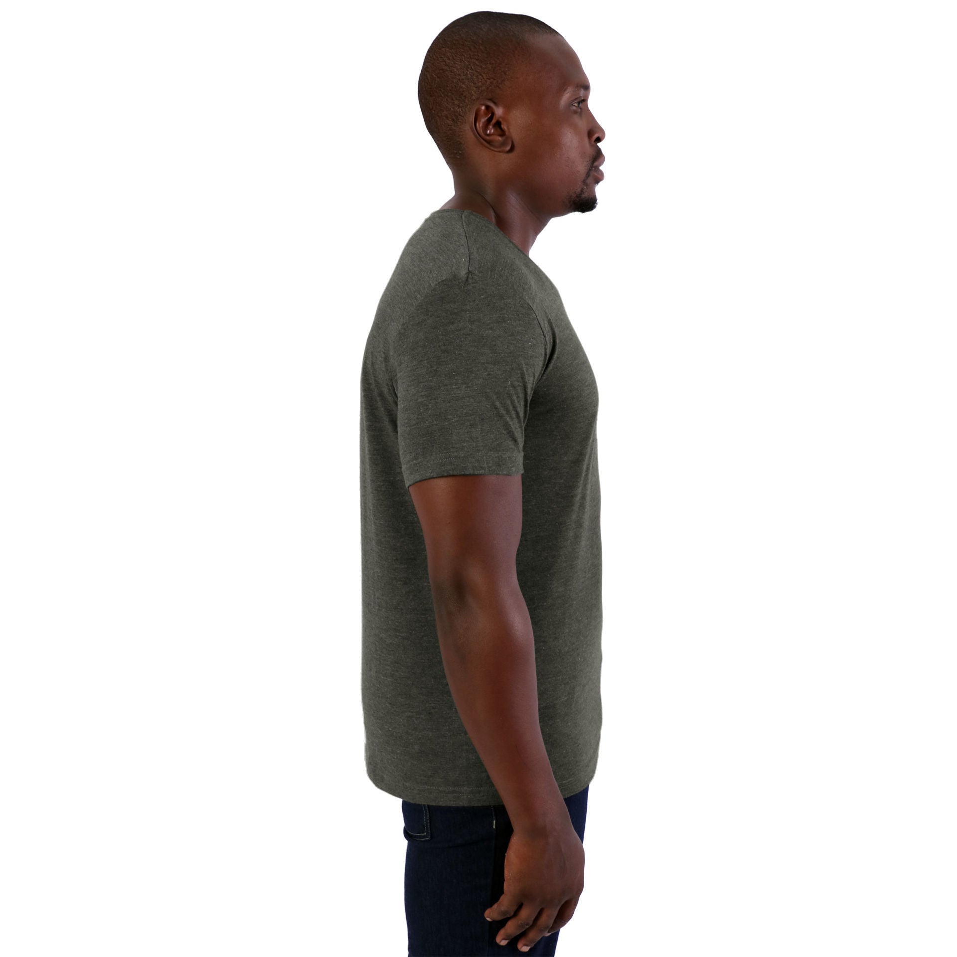 140g Urban Lifestyle V-Neck T-Shirt - End of range -  Army green melange-1