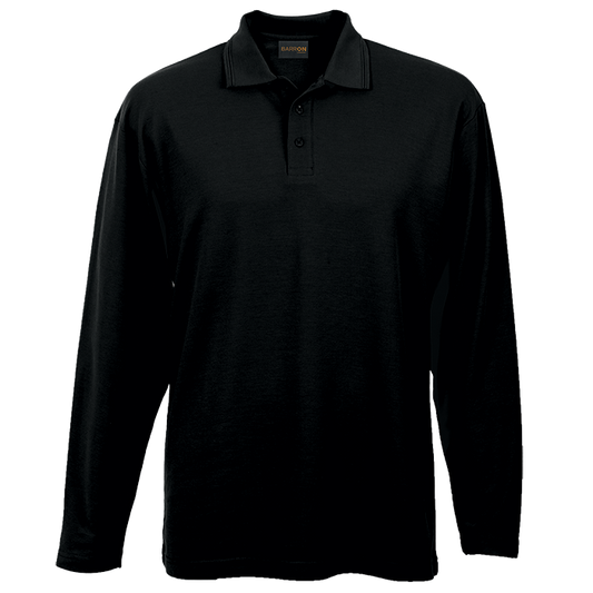 175g Pique Knit Long Sleeve Golfer Mens-0