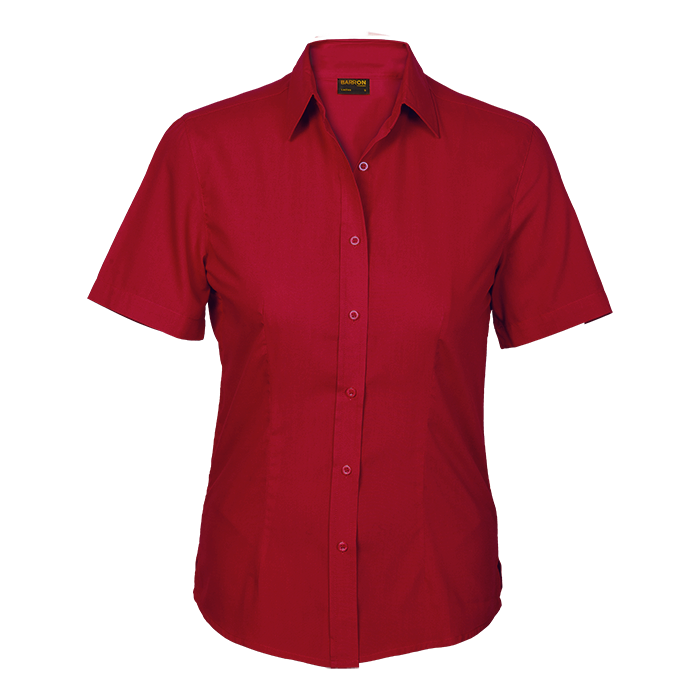 Basic Poly Cotton Blouse Short Sleeve Ladies-3