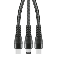 1.2m 3-In-1 Charger Cable Allum alloy and Braiding-0