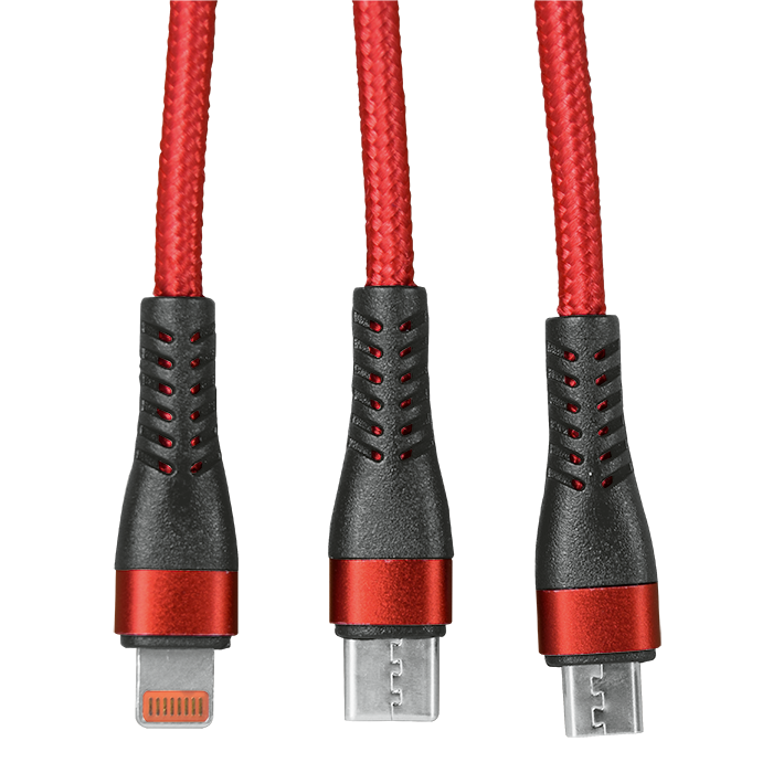 1.2m 3-In-1 Charger Cable Allum alloy and Braiding-1