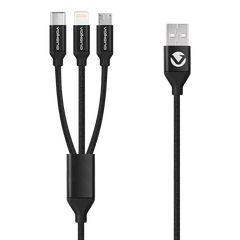 Volkano Weave Series 3-in-1 Charge Cable 1m-0