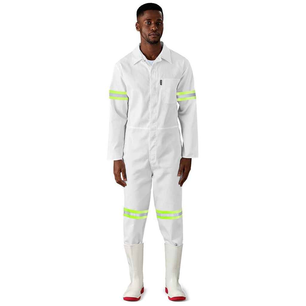 Safety Polycotton Boiler Suit - Reflective Arms Legs & Back - Yellow Tape-4