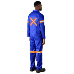 Safety Polycotton Boiler Suit - Reflective Arms Legs & Back - Orange Tape-1