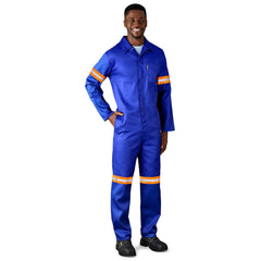 Safety Polycotton Boiler Suit - Reflective Arms Legs & Back - Orange Tape-3