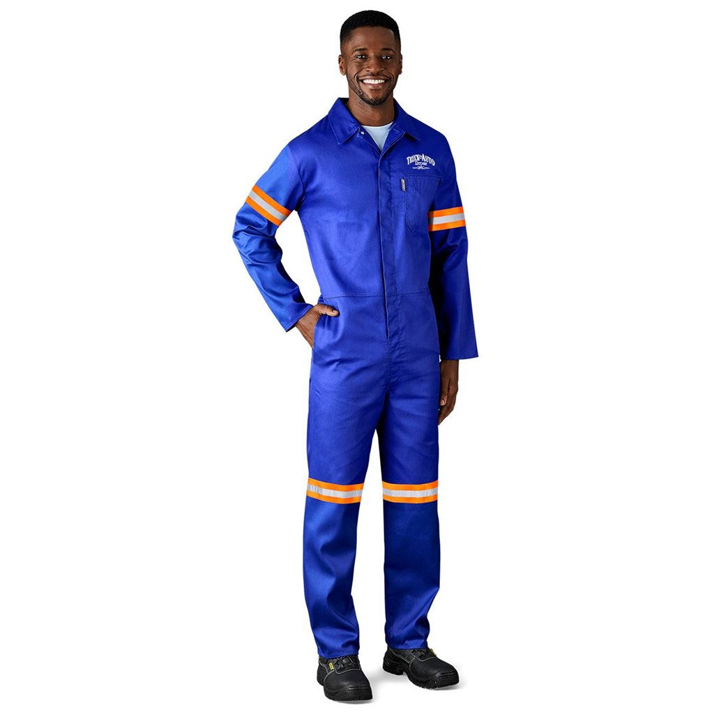 Safety Polycotton Boiler Suit - Reflective Arms Legs & Back - Orange Tape-2