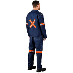 Cast Premium 100% Cotton Denim Jacket - Reflective Arms & Back - Orange Tape-1