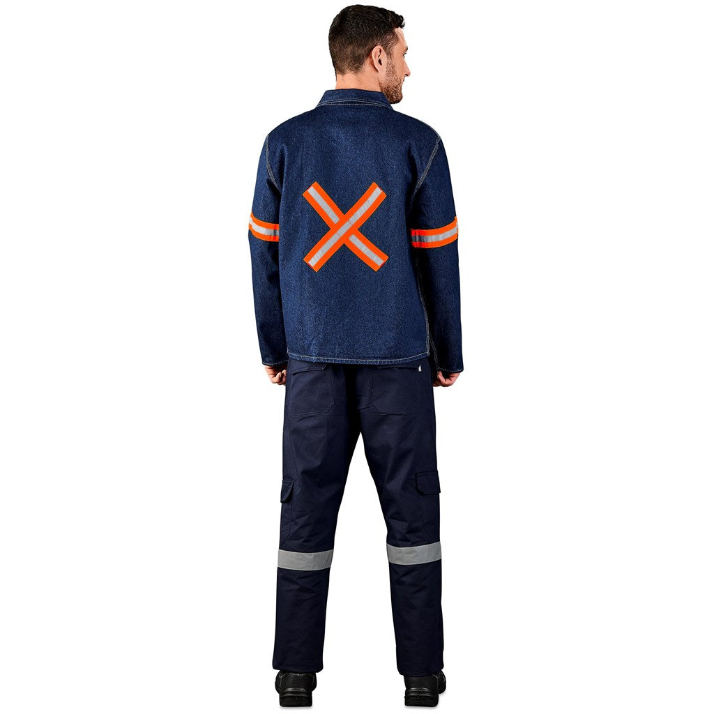 Cast Premium 100% Cotton Denim Jacket - Reflective Arms & Back - Orange Tape-2