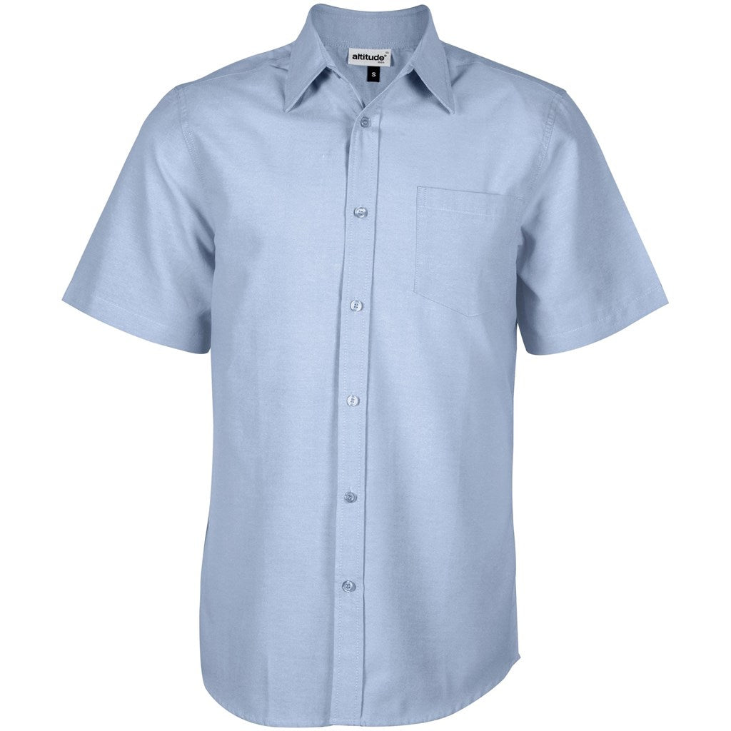 Mens Short Sleeve Oxford Shirt - Light Blue-0