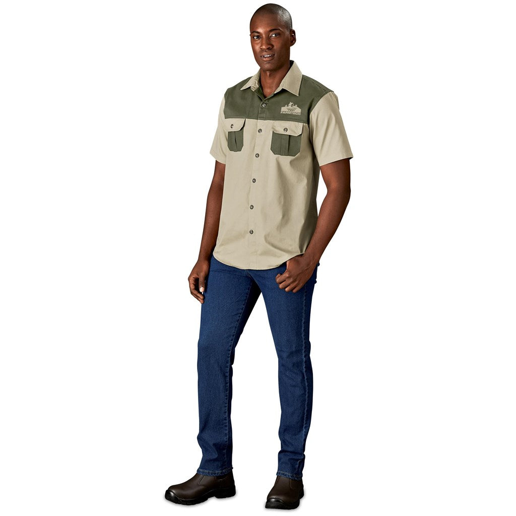 Mens Short Sleeve Serengeti 2-Tone Bush Shirt-9