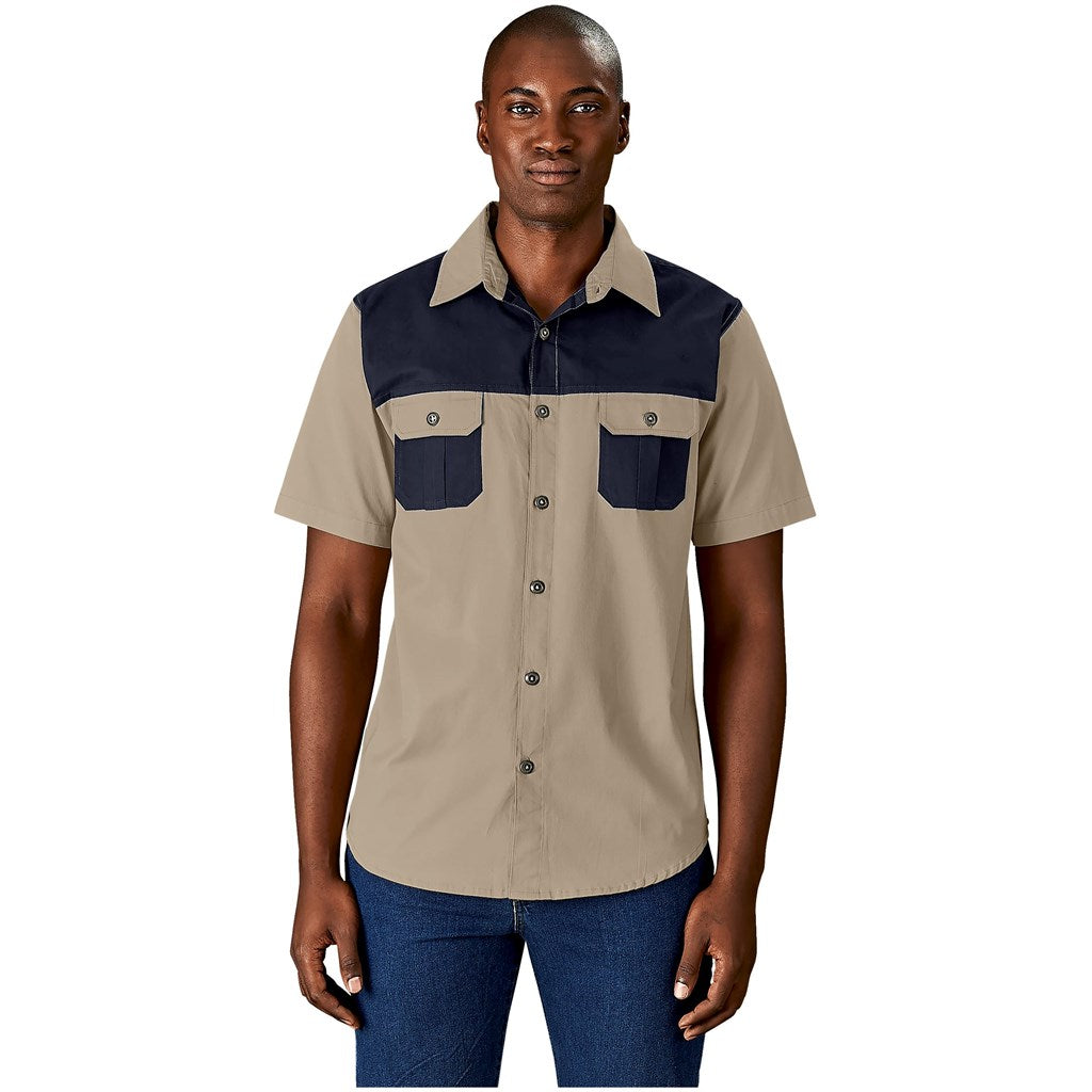 Mens Short Sleeve Serengeti 2-Tone Bush Shirt-12