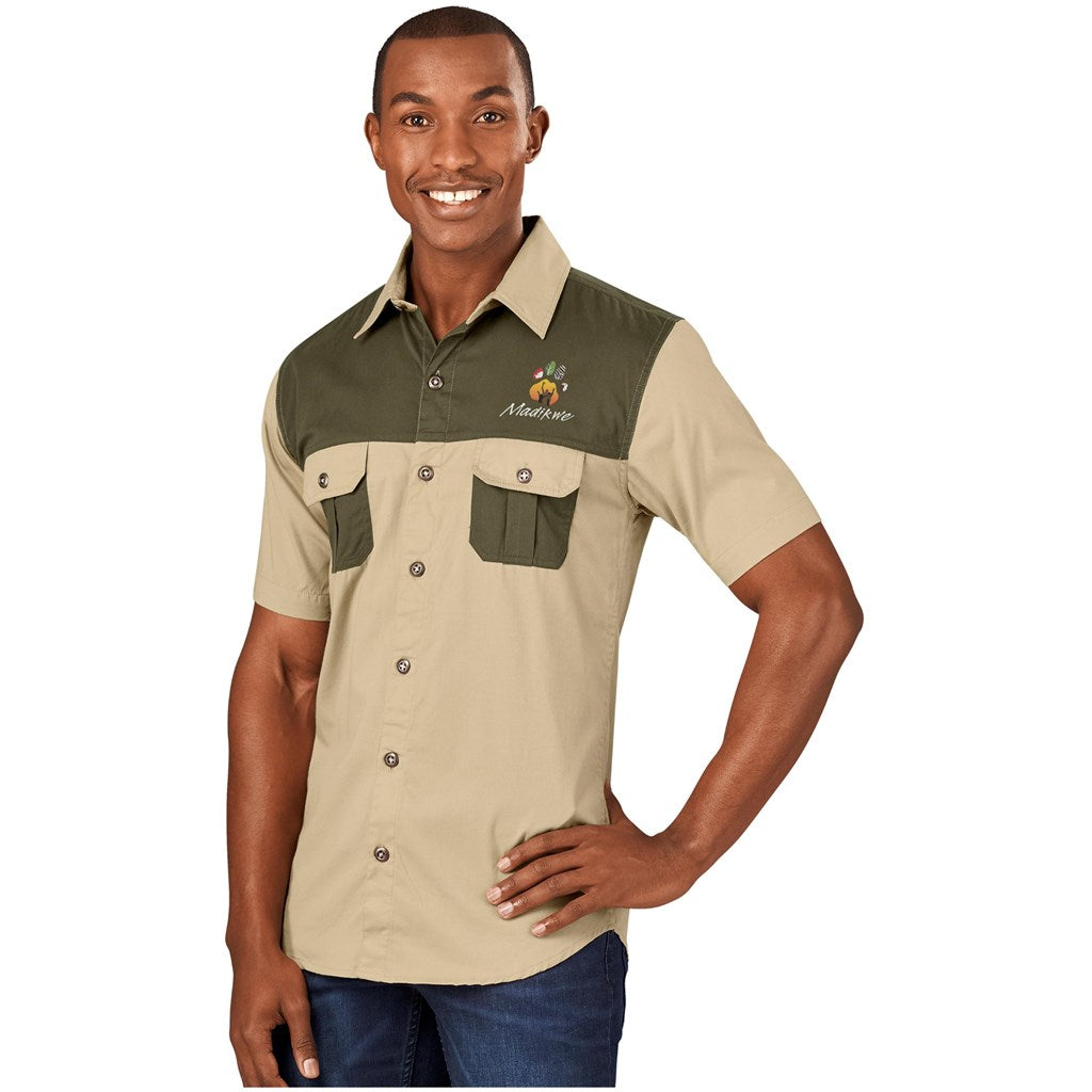 Mens Short Sleeve Serengeti 2-Tone Bush Shirt-21