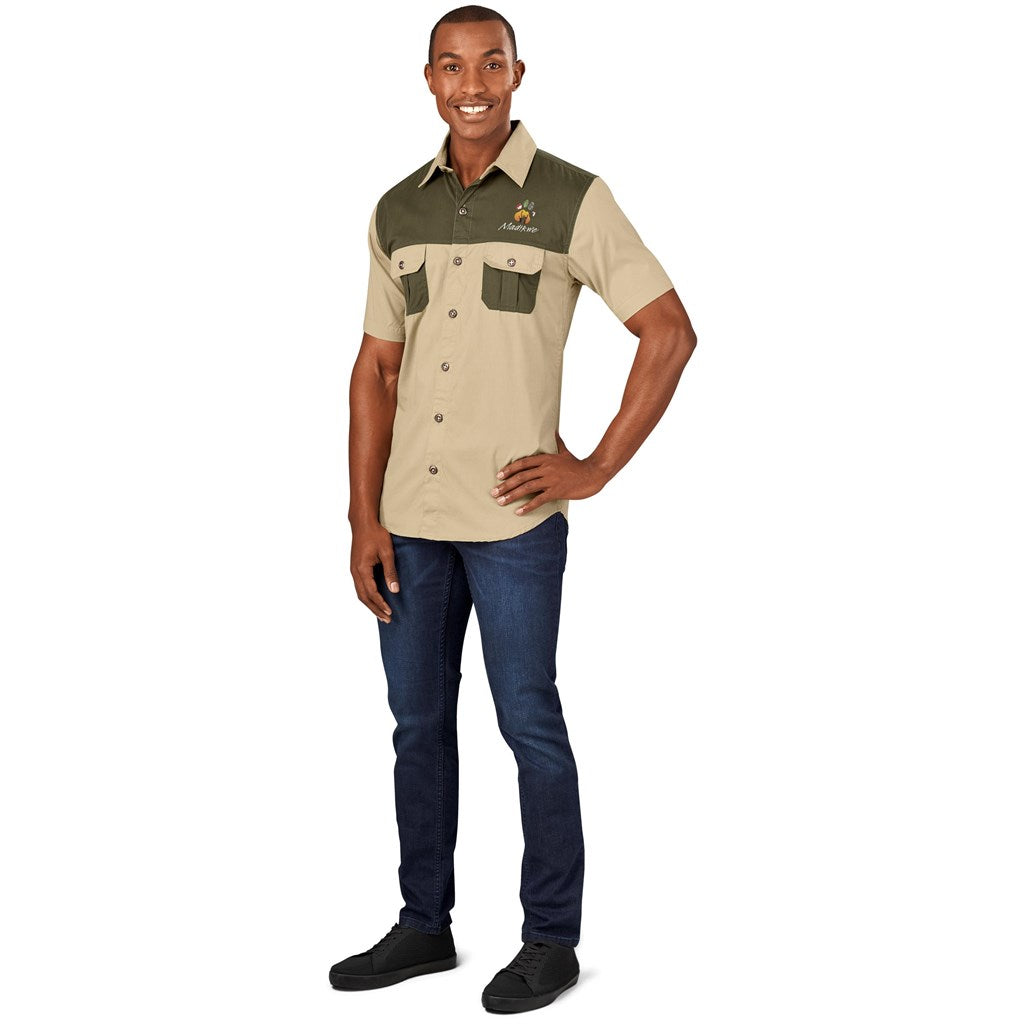 Mens Short Sleeve Serengeti 2-Tone Bush Shirt-22