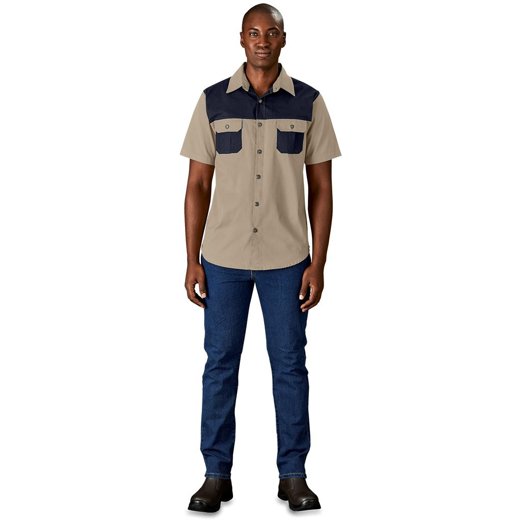 Mens Short Sleeve Serengeti 2-Tone Bush Shirt-14