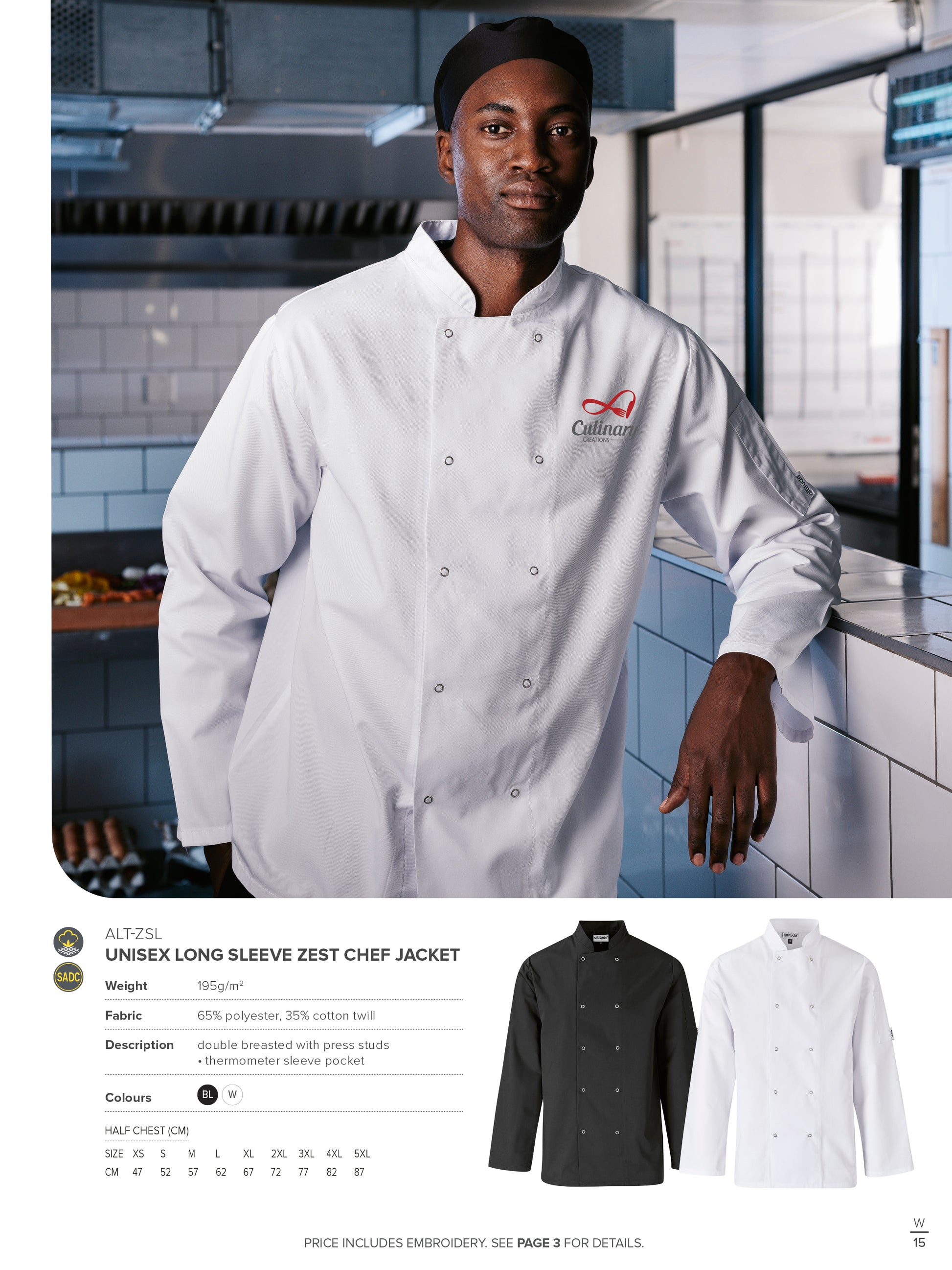 Unisex Long Sleeve Zest Chef Jacket-12