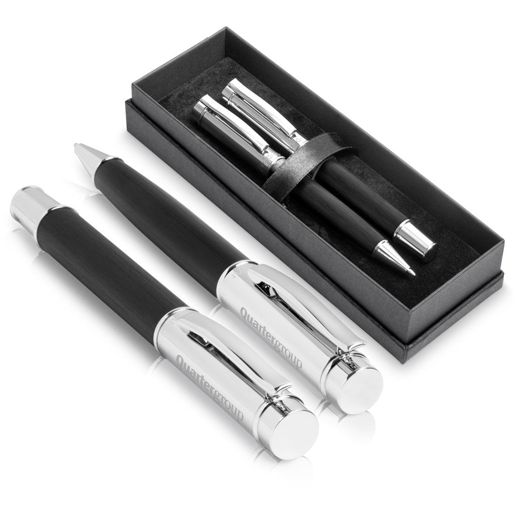 Alex Varga Volans Ball Pen & Rollerball Set - Black-0