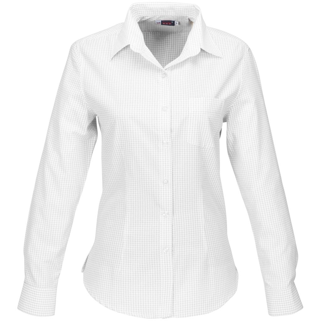 Ladies Long Sleeve Huntington Shirt - White Black-0