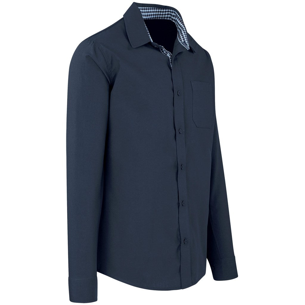 Mens Long Sleeve Warrington Shirt - Navy-4