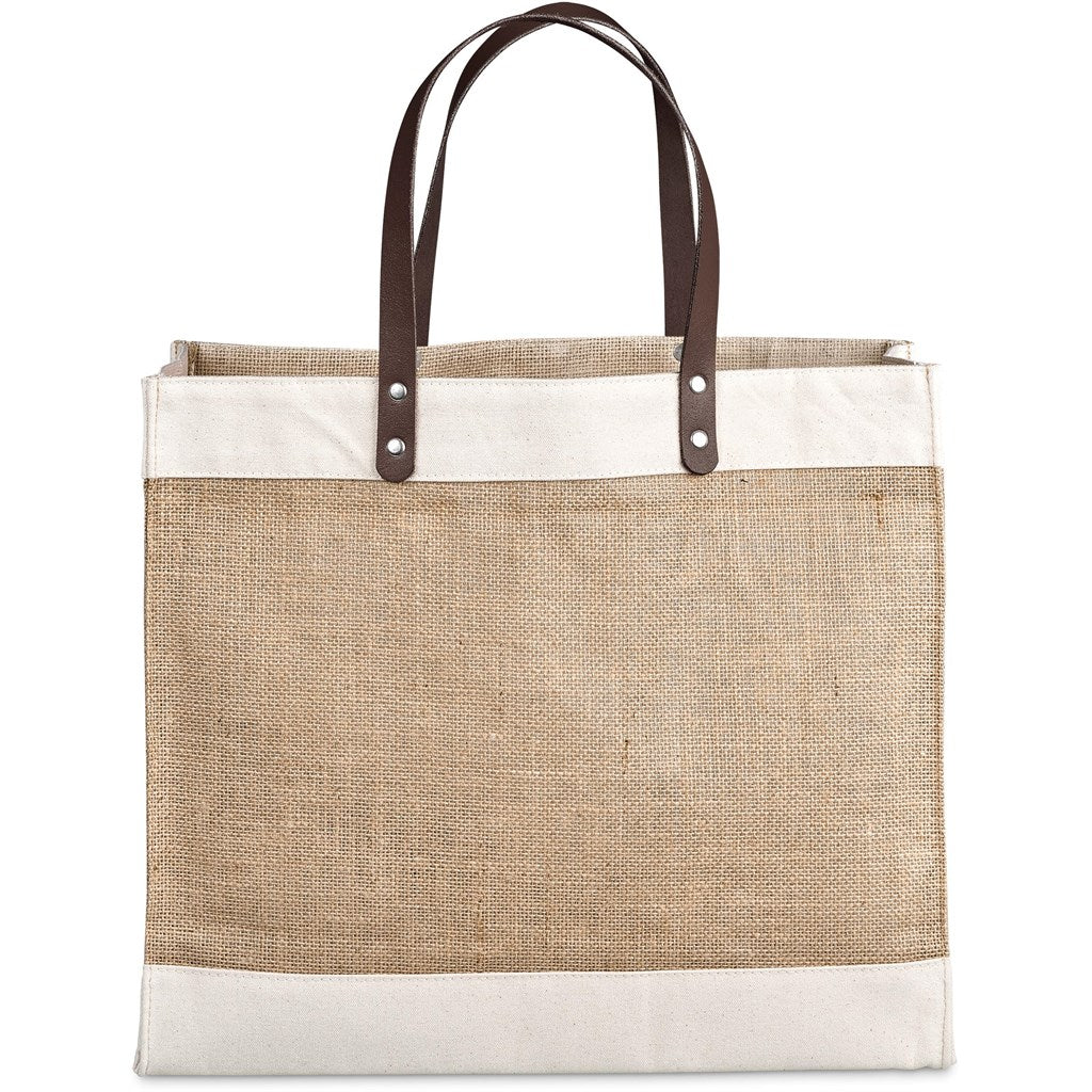 Okiyo Reza Jute & Cotton Tote with Leather Handles-3