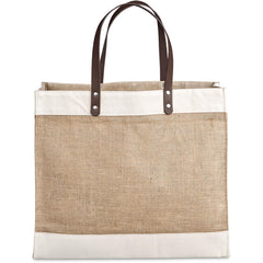 Okiyo Reza Jute & Cotton Tote with Leather Handles-3