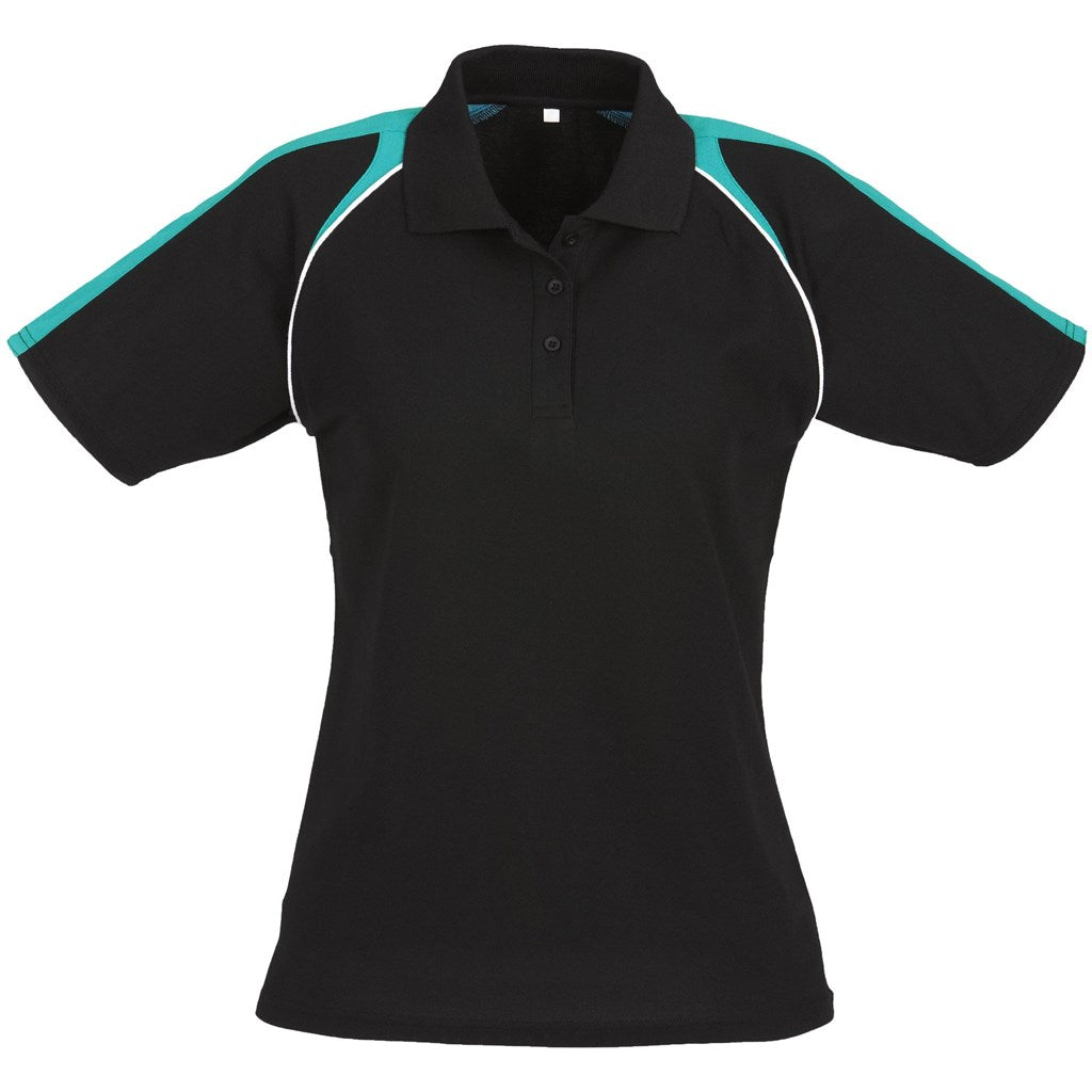 Ladies Triton Golf Shirt - Black Teal-0