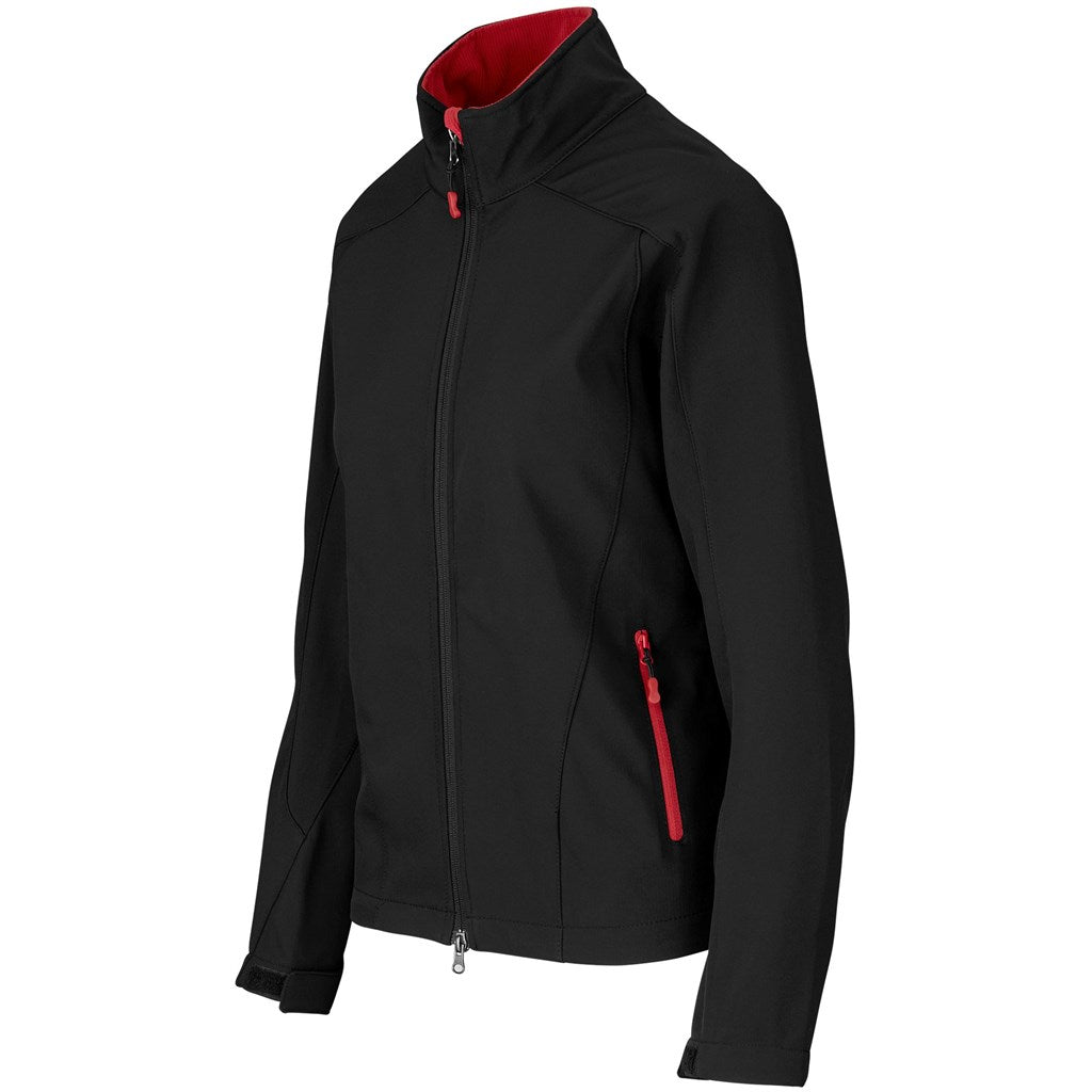 Ladies Geneva Softshell Jacket - Black Red-2