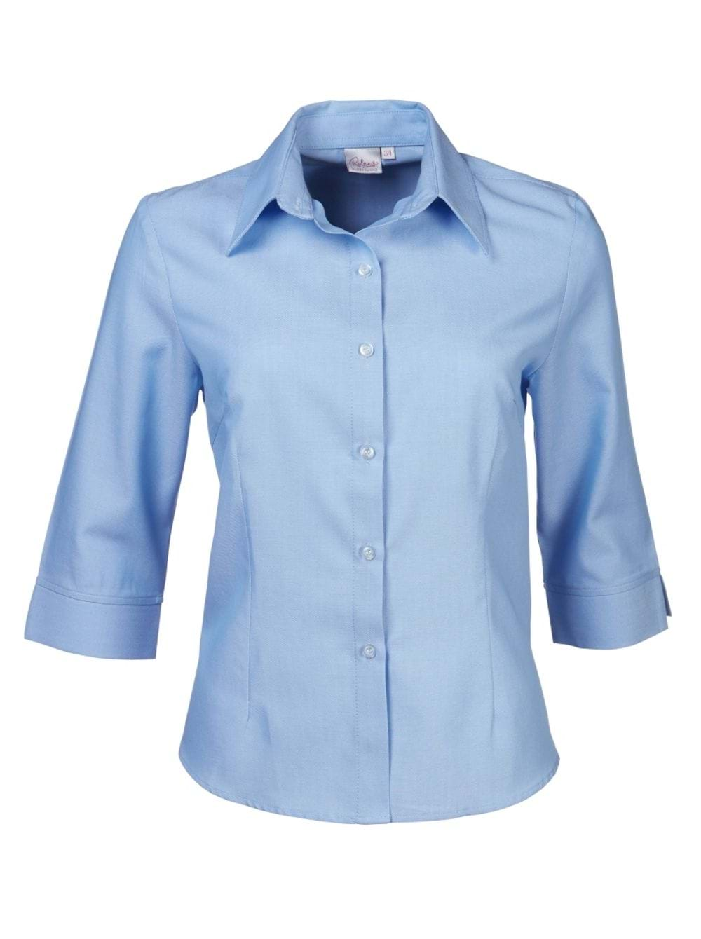 Cathy Oxford Weave 3/4 Blouse - Blue-0