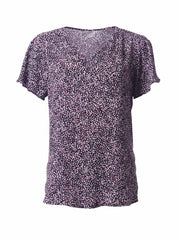 Paris K264 S/S Blouse - Plum Multi Speckles-0