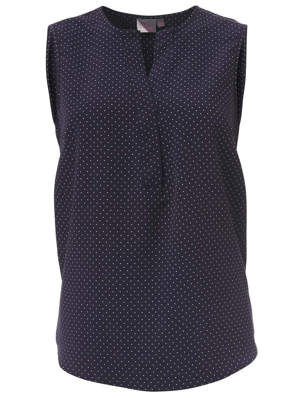 Kaylee K222 S/Less Blouse - Navy/White-0
