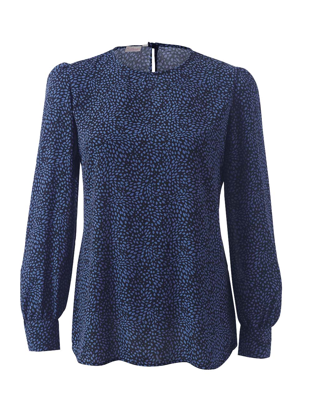 Florence K265 L/S Blouse - Navy/Blue Spots-0