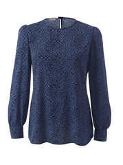 Florence K265 L/S Blouse - Navy/Blue Spots-0