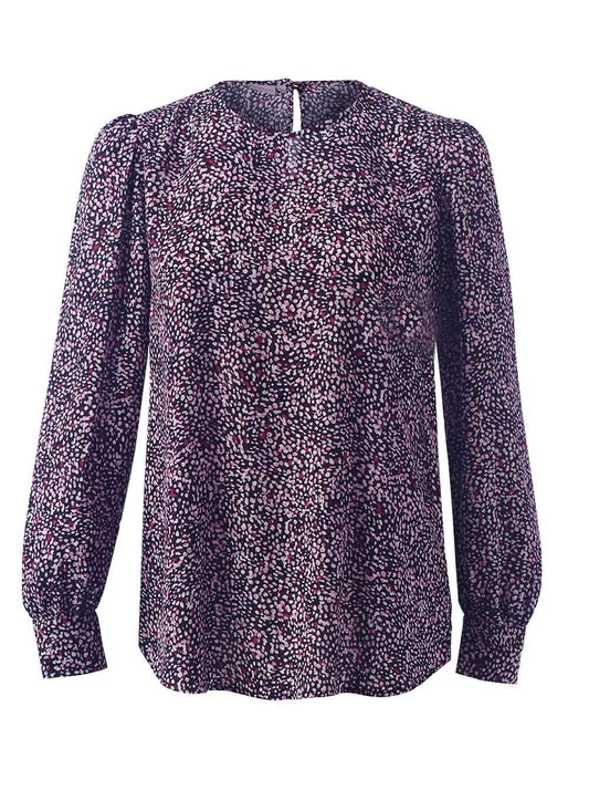 Paris K264 L/S Blouse - Plum Multi Speckles-0