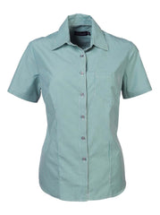 Wendy K124 S/S Blouse - Green/White-0