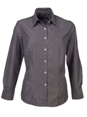 Wendy K203 L/S Blouse - Charcoal/White-0