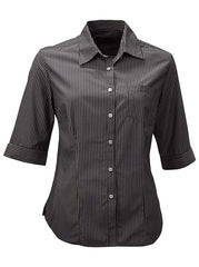 Wendy K203 3/4 Blouse - Charcoal/White-0