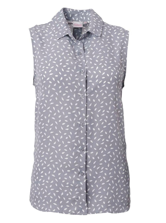 Fleur K229 S/Less Blouse - Grey/White-0