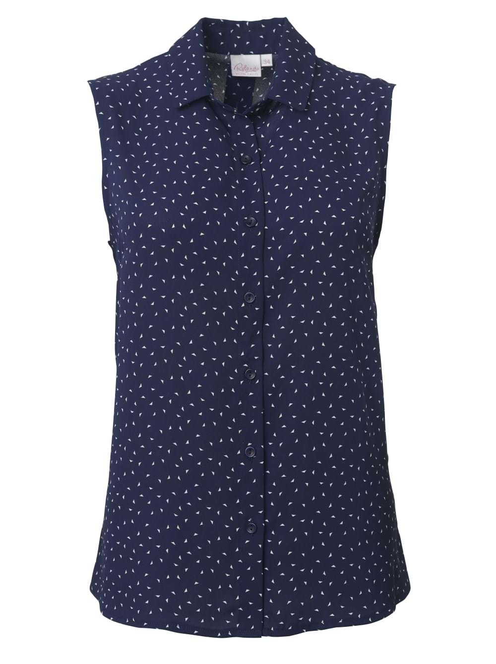 Venice K231 S/Less Blouse - Navy/White-0