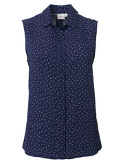 Venice K231 S/Less Blouse - Navy/White-0