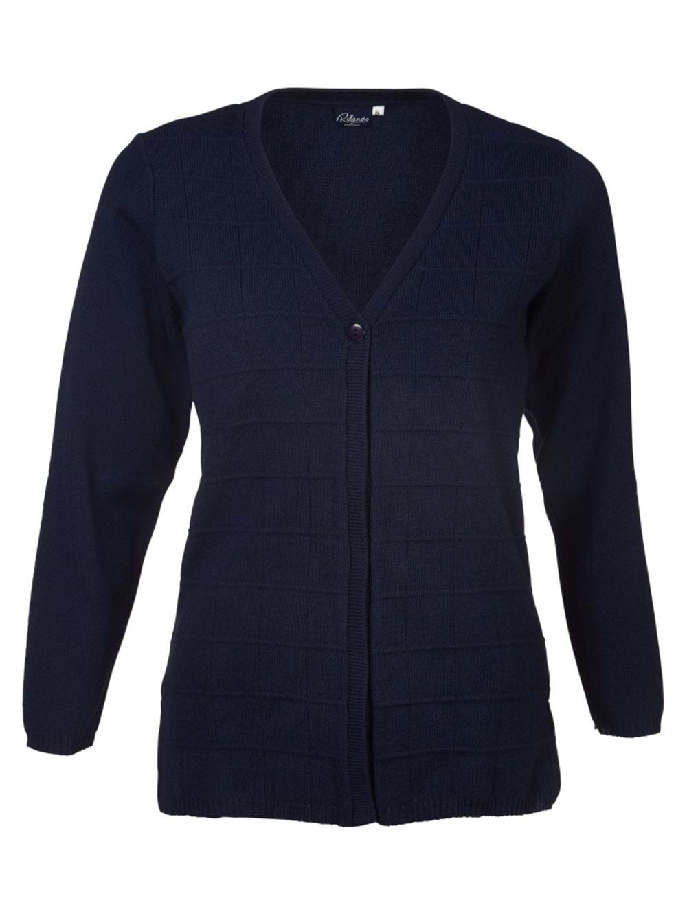 Ladies Deluxe L/S cardigan - Navy-0