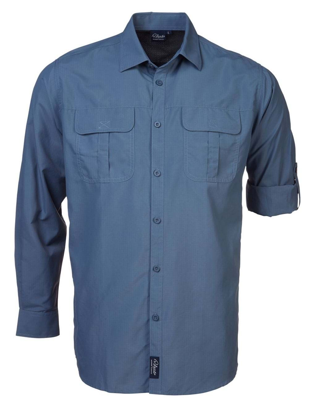 Mens K224 L/S Safari Shirt - Petrol blue-0