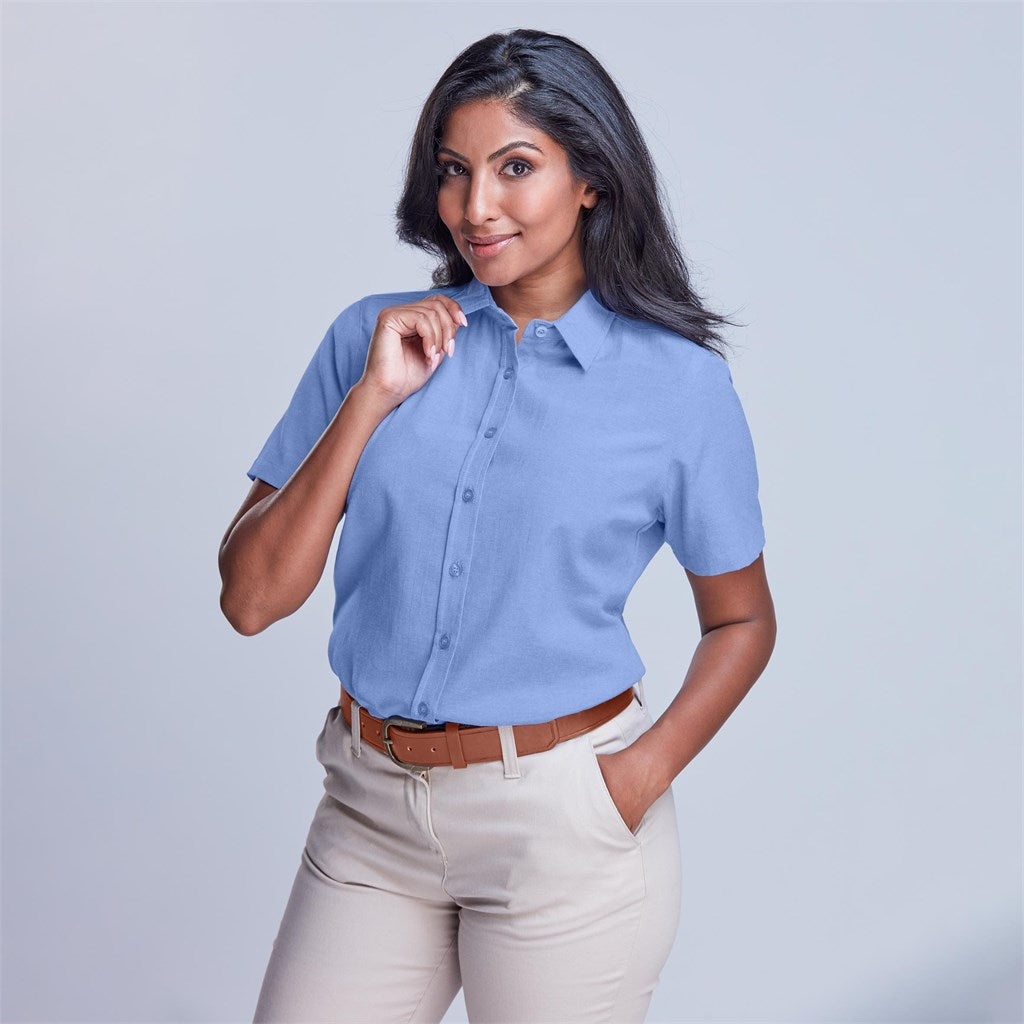 Ladies Short Sleeve Oxford Shirt-1