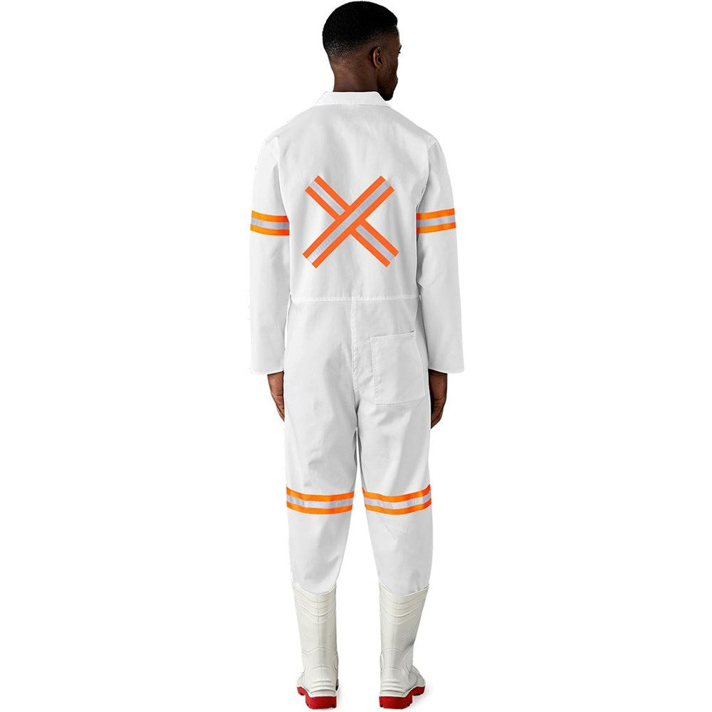 Safety Polycotton Boiler Suit - Reflective Arms Legs & Back - Orange Tape-0